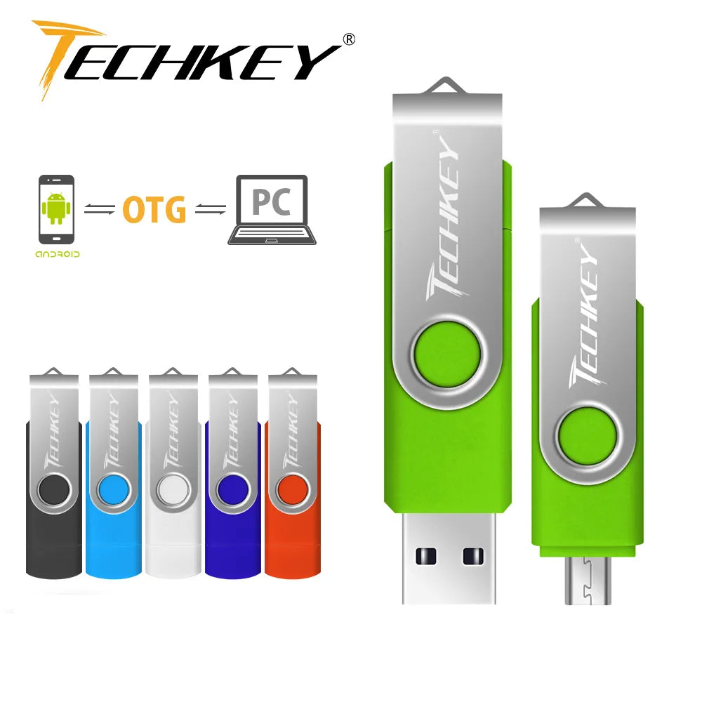 Wicksonline™ OTG Usb Flash Drive Techkey 8gb 16gb 32gb Pen drive 64gb 128gb флешка mobile phone flash memory stick Multifunctional pendrive