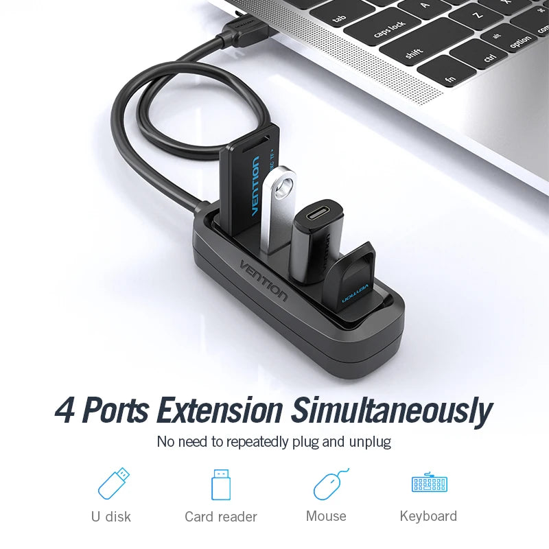 Wicksonline™  USB 2.0 HUB 4 Port  Multi USB Splitter for Lenovo Xiaomi Macbook Pro Air Computer Accessories Laptop HUB USB 2.0