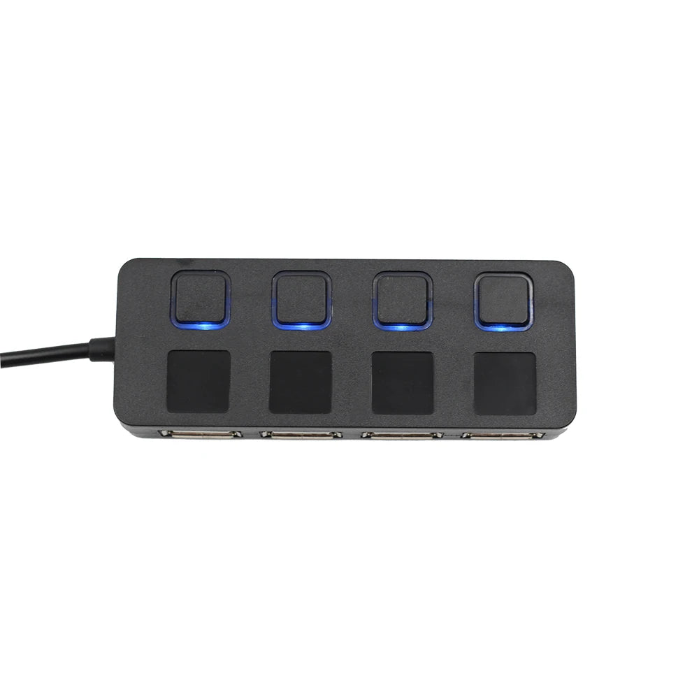 Wicksonline™ High Speed Slim 4 Ports USB 2.0 Hub LED USB Hub Splitter With Power on/off Switch For Laptop PC Computer Wholesales Black/White