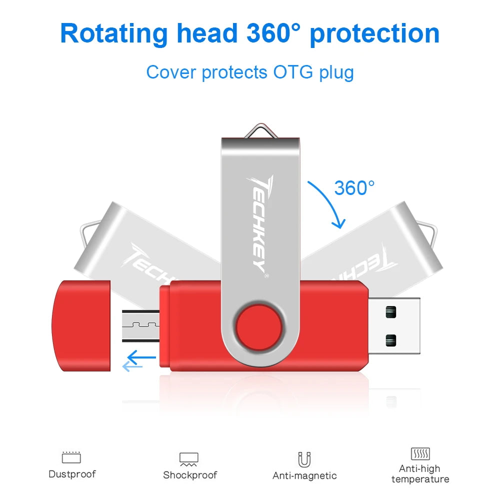 Wicksonline™ OTG Usb Flash Drive Techkey 8gb 16gb 32gb Pen drive 64gb 128gb флешка mobile phone flash memory stick Multifunctional pendrive