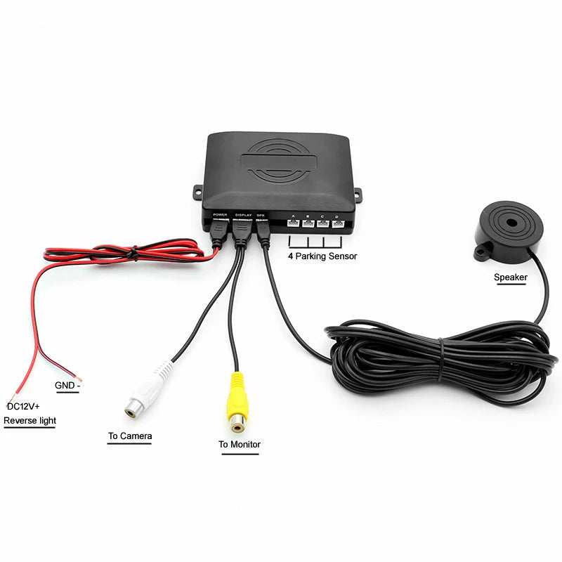 Wicksonline™ GreenYi Video Parking 4 Sensors Car Reverse Backup Rear Buzzer Radar Monitor System, Support Display Image and Sound Alert