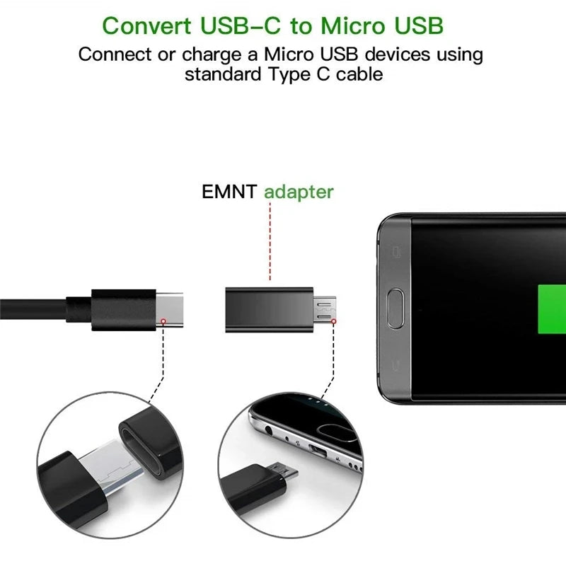 Wicksonline™   Type C To Micro USB Female to Male Adapter Converter Mobile Phone Charging Connector for Xiaomi Redmi Huawei Adaptors