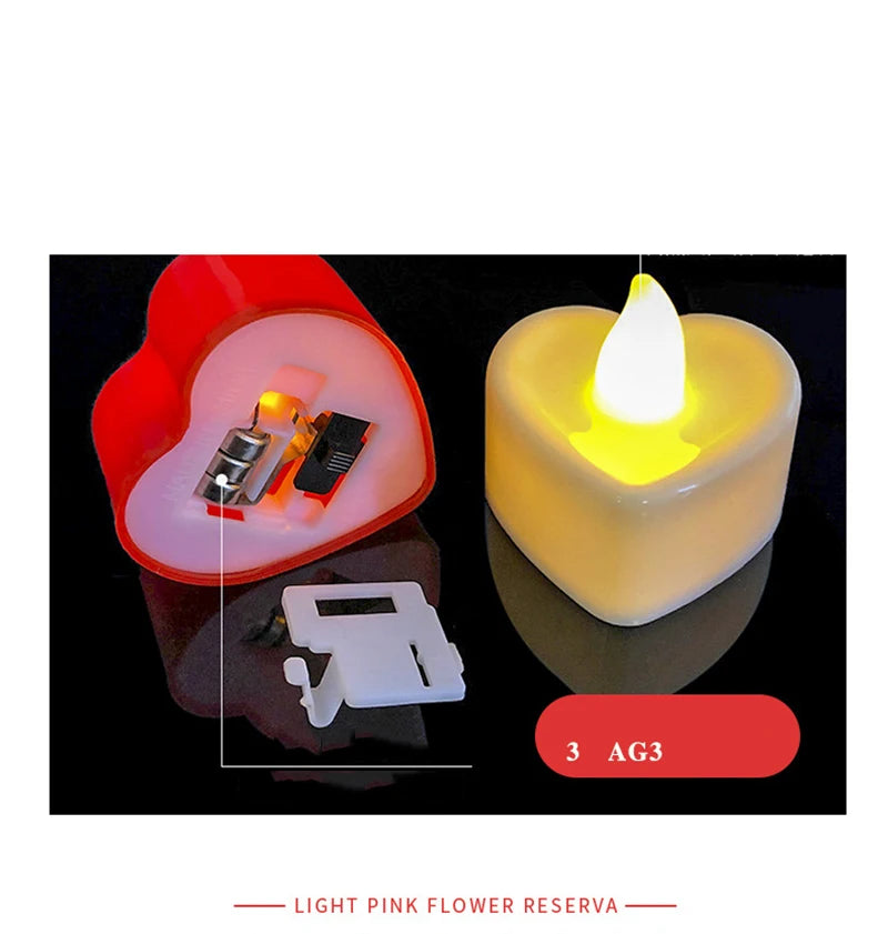 Wicksonline™ Led Electronic Candle With Batteries Heart Shape Creative Romantic Simulated Birthday Luminous Candle Light For Home Decoratio