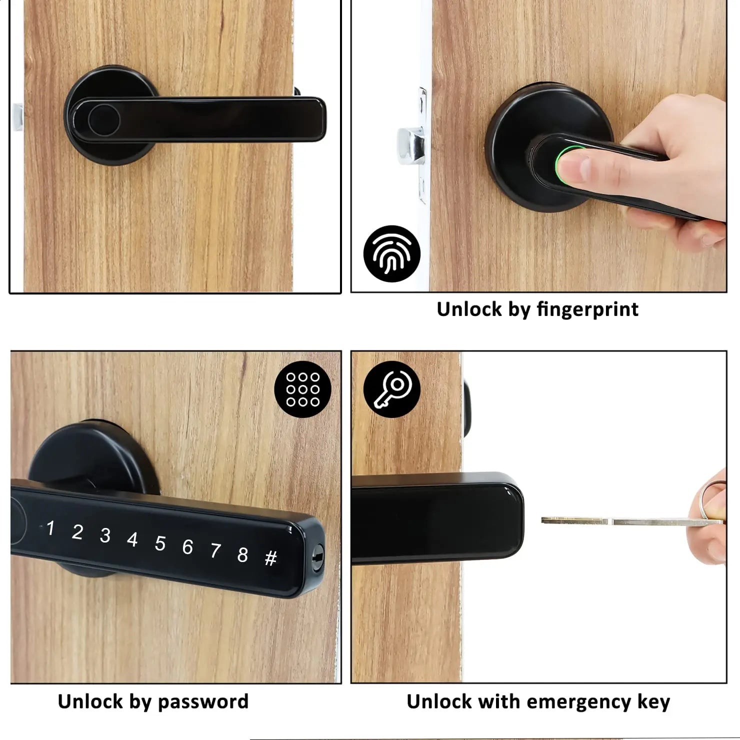 Smart Fingerprint Door Lock Handle for Home House Apartment With Key card Digital Door Lock Keypad Keyless Entry electronic lock