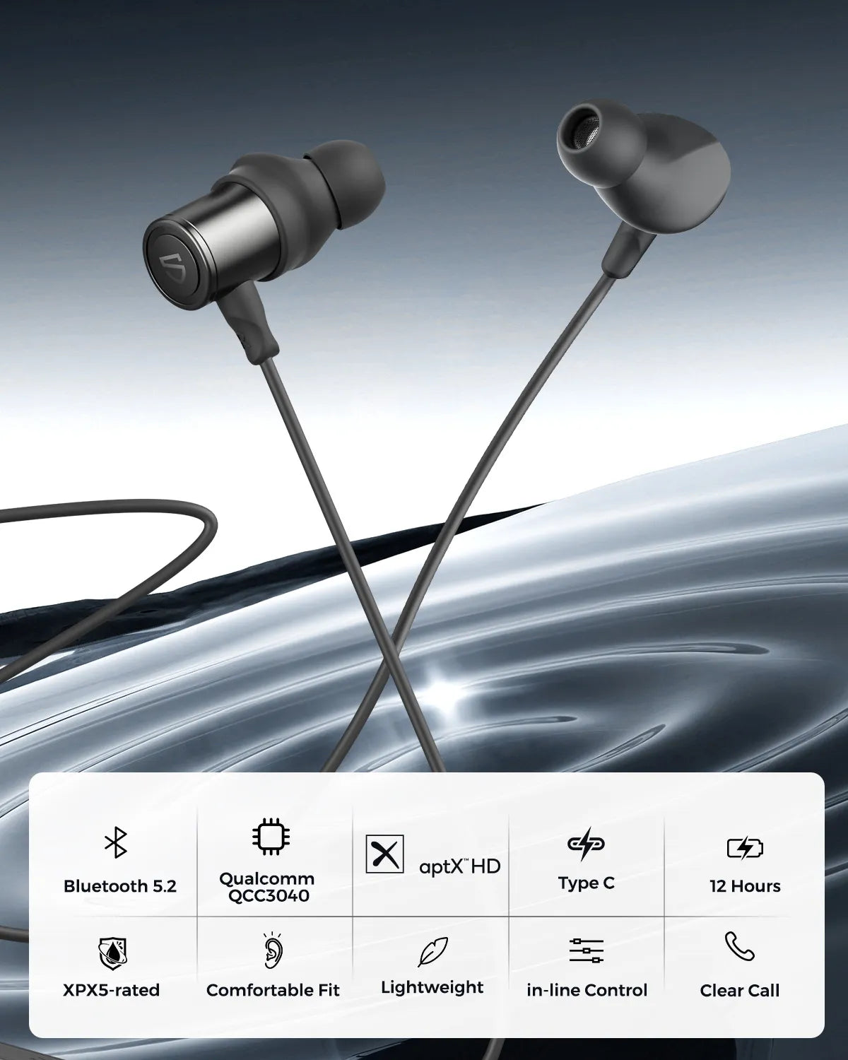 Wicksonline™ SoundPEATS Q30 HD+ Bluetooth Headphones in-Ear Stereo V5.2 Magnetic Immersive Bass Wireless Earphones aptX-HD IPX5 with Mic