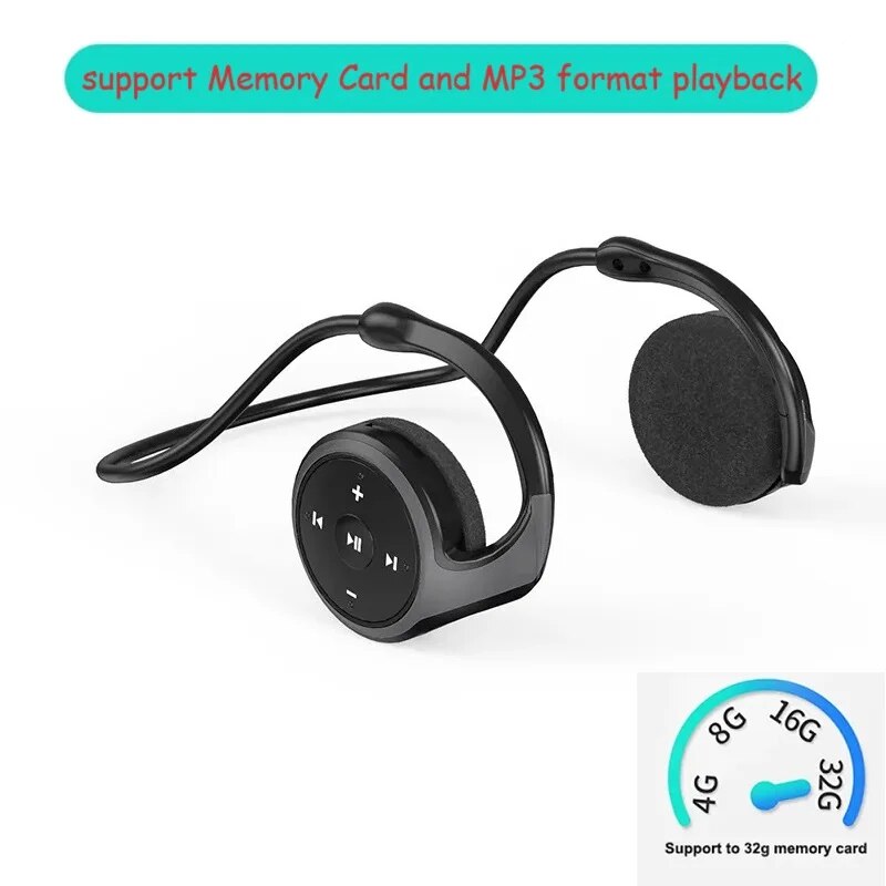 Wicksonline™ New Sport Wireless Headphones with MP3 player FM Radio Microphone Wireless Headsets TF Card Bluetooth Wireless Earphones