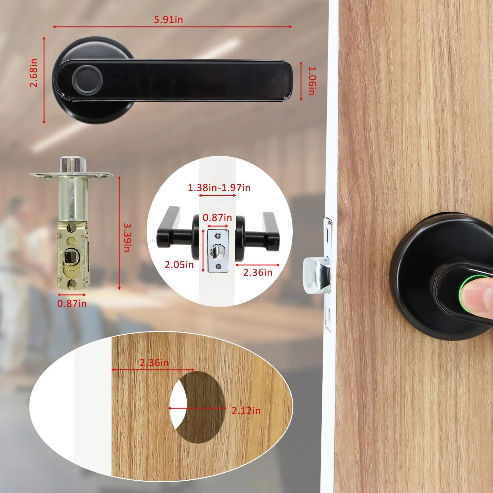 Smart Fingerprint Door Lock Handle for Home House Apartment With Key card Digital Door Lock Keypad Keyless Entry electronic lock