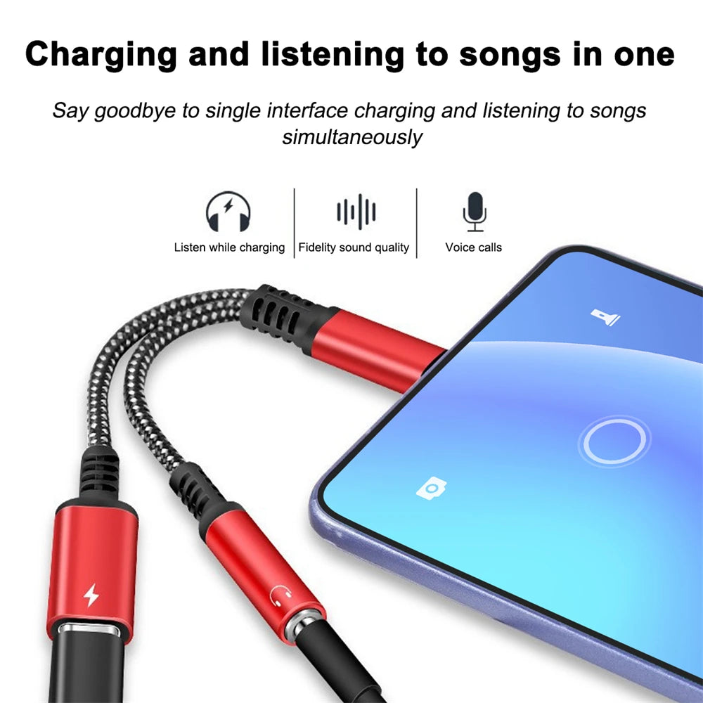 Wicksonline™2 In 1 USB C To 3.5mm Headphone Jack Adapter Type C Charge Audio Aux Adaptor for Ipad xiaomi Samsung S20 Ultra Note 20 10 Huawei